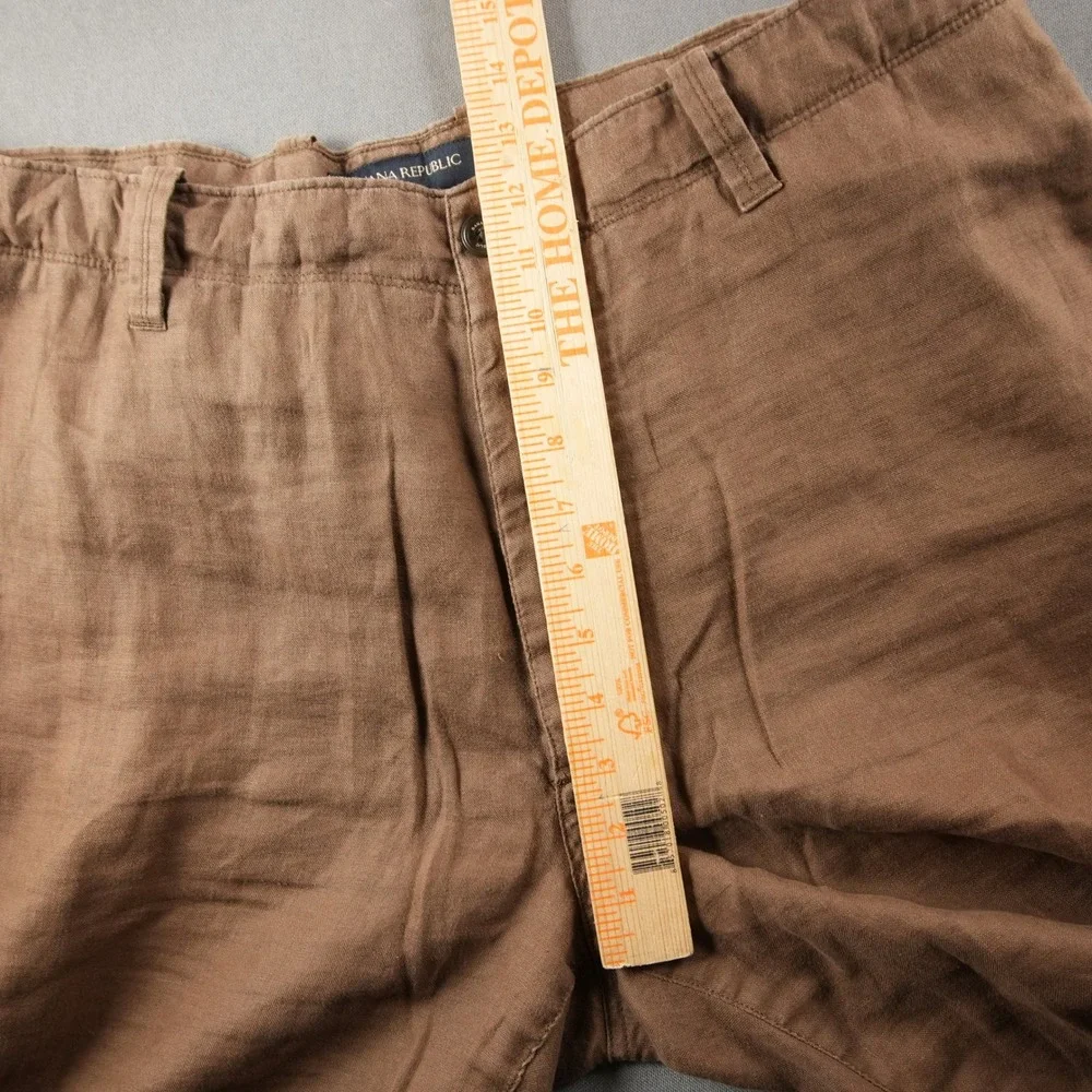 Banana Republic Linen Wide Leg Relaxed Pants Womens 38x30 Brown Trousers